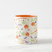Spooky & Fun Pumpkin - farbenfrohe Halloween-Muste Zweifarbige Tasse (Mittel)