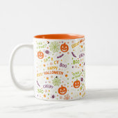 Spooky & Fun Pumpkin - farbenfrohe Halloween-Muste Zweifarbige Tasse (Links)