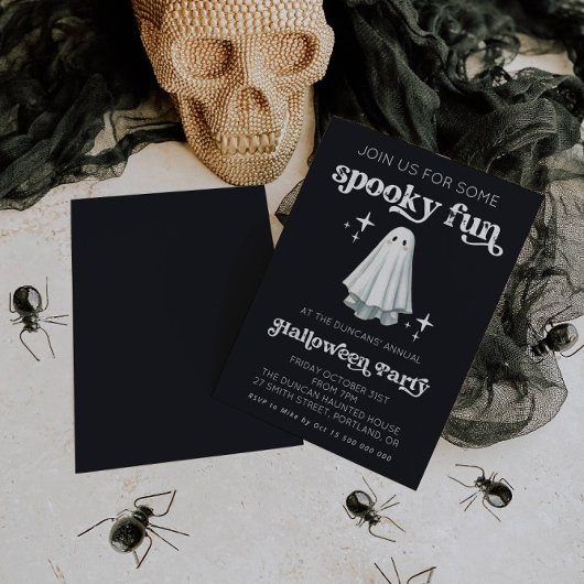 Spooky Fun Retro Ghost Halloween Invitation Einladung