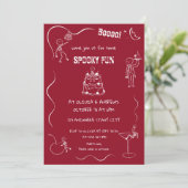 Spooky fun Skeleton Erwachsene Halloween-Party Einladung (Stehend Vorderseite)