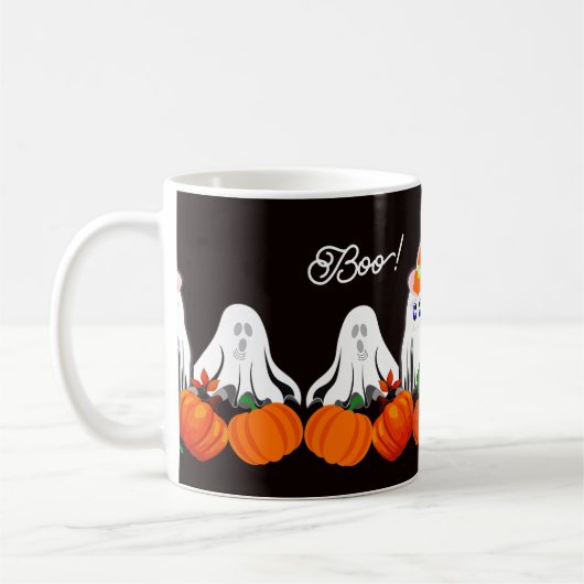 Spooky Funky Ghost Boo Halloween Pumpkin Patch Kaffeetasse (Links)