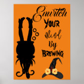 Spooky Funky Halloween-Party Cauldron Hexenhut Poster (Vorne)