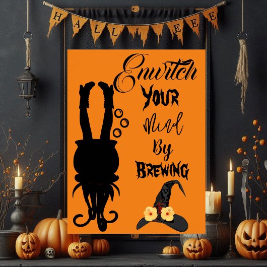 Spooky Funky Halloween-Party Cauldron Hexenhut Poster