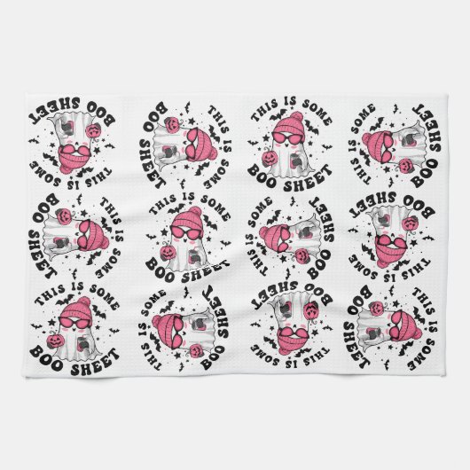 Spooky Funny Halloween Dekorgeister Geschirrtuch (Horizontal)