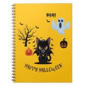 Spooky Funny Vampire Cat Happy Halloween Notizblock (Vorderseite)