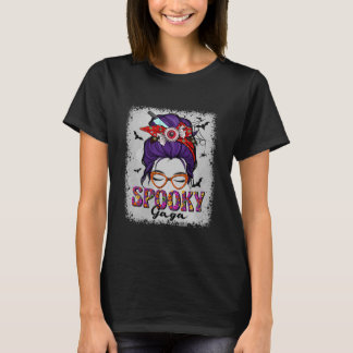 Spooky Gaga Messy Hair Bun Scary Halloween Costume T-Shirt