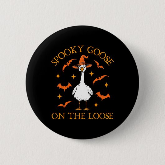 Spooky Gans auf dem losen Halloween Honk Witch des Button (Vorderseite)