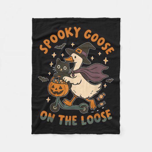 Spooky Gans auf der Lose Hexe Albern Gänsetier Fleecedecke (Vorderseite)