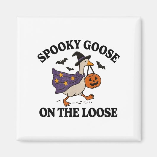 Spooky Gans auf der Lose Hexe Albern Gänsetier Magnet (Vorne)