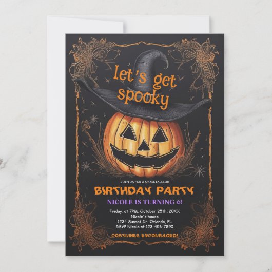 Spooky Geburtstagsparty Halloween Einladung (Vorderseite)