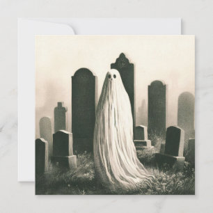 Spooky Geist auf dem Friedhof Horror Vintag Goth Karte
