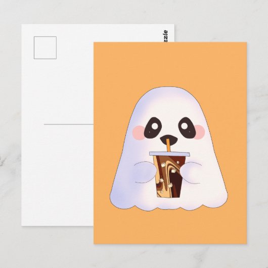 Spooky Geist mit Icchaffee Postkarte (Vorne/Hinten)