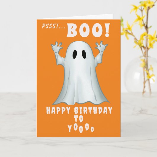 Spooky Geist Retro halloween Karte (Gelbe Blume)