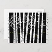 Spooky-Gelb-Halloween-Augen im Birkenwald Postkarte (Vorne/Hinten)