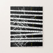 Spooky-Gelb-Halloween-Augen im Birkenwald Puzzle (Vertikal)