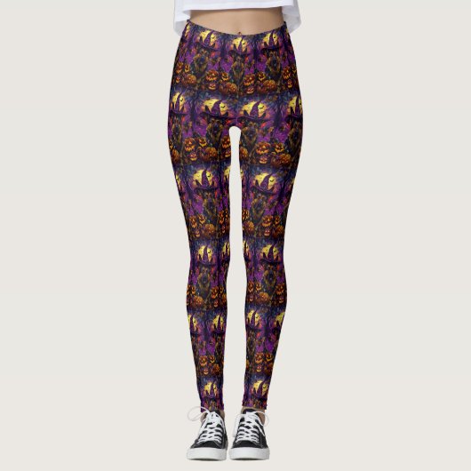 Spooky German Shepherd Halloween Hexenkürbis Leggings (Vorderseite)