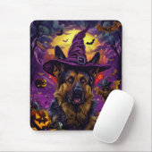 Spooky German Shepherd Halloween Hexenkürbis Mousepad (Mit Mouse)