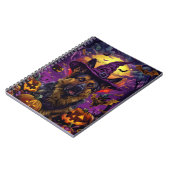 Spooky German Shepherd Halloween Hexenkürbis Notizblock (Linke Seite)