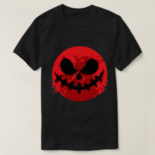 Spooky Gesicht in Rotem Mond glückliches Halloween T-Shirt