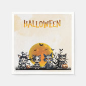 Spooky gestreiftes Halloween Ghost Kittens Vollmon Serviette (Vorderseite)