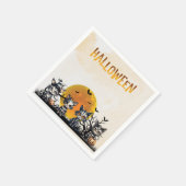 Spooky gestreiftes Halloween Ghost Kittens Vollmon Serviette (Ecke)