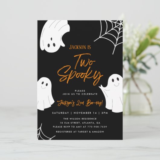 Spooky Ghost 2. Geburtstag Einladung (Stehend Vorderseite)