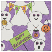 Spooky Ghost auf Lila Halloween-Muster Stoff (Nahaufnahme)