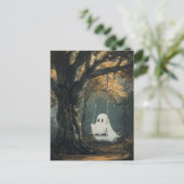 Spooky Ghost auf Swing Autumn Halloween Postkarte (Stehend Vorderseite)