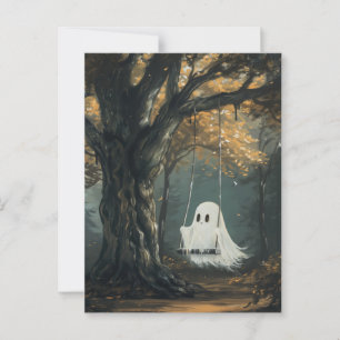 Spooky Ghost auf Swing Autumn Halloween Postkarte