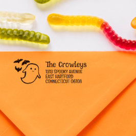 Spooky Ghost & Bats Halloween-Rücksendeadresse Permastempel