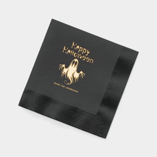 Spooky Ghost Black Halloween-Party Servietten Mit Folie (Links)