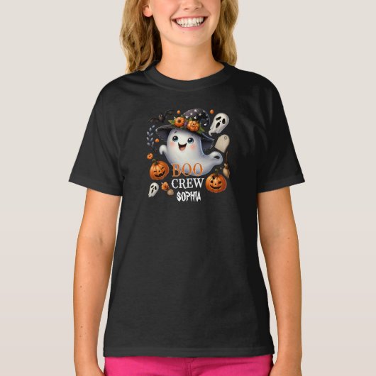 Spooky Ghost Boo Crew Halloween T-Shirt (Vorderseite)