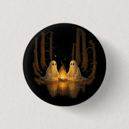 Spooky Ghost Campfire Nachtwald Kunst - Halloween Button