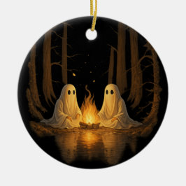 Spooky Ghost Campfire Nachtwald Kunst - Halloween Keramik Ornament
