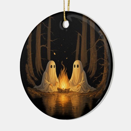 Spooky Ghost Campfire Nachtwald Kunst - Halloween Keramik Ornament (Links)