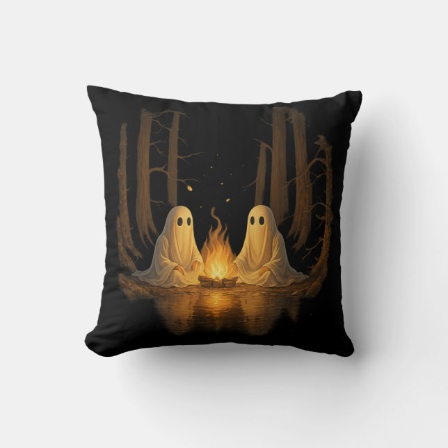 Spooky Ghost Campfire Nachtwald Kunst - Halloween Kissen (Vorderseite)