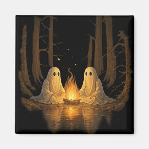 Spooky Ghost Campfire Nachtwald Kunst - Halloween Magnet