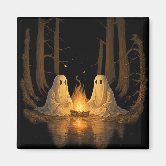 Spooky Ghost Campfire Nachtwald Kunst - Halloween Magnet (Vorne)