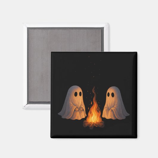 Spooky Ghost Campfire Nachtwald Kunst - Halloween Magnet (Vorderseite/Rückseite)