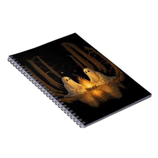 Spooky Ghost Campfire Nachtwald Kunst - Halloween Notizblock (Rechte Seite)