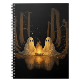Spooky Ghost Campfire Nachtwald Kunst - Halloween Notizblock