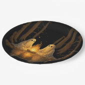 Spooky Ghost Campfire Nachtwald Kunst - Halloween Pappteller (Schrägansicht)