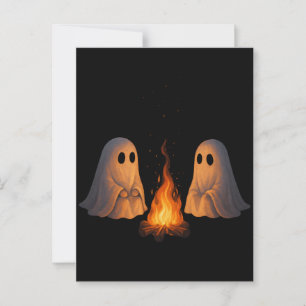 Spooky Ghost Campfire Nachtwald Kunst - Halloween Postkarte