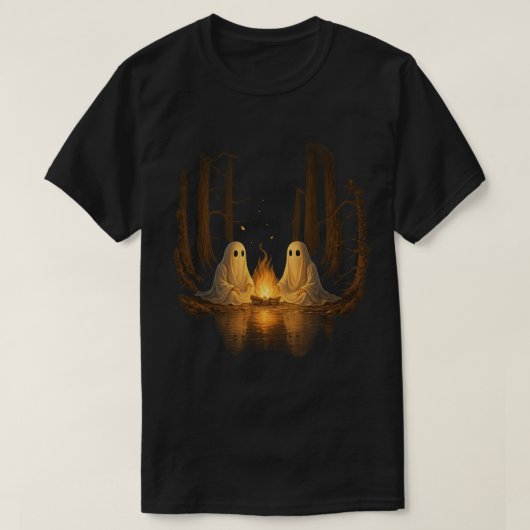 Spooky Ghost Campfire Nachtwald Kunst - Halloween T-Shirt (Design vorne)