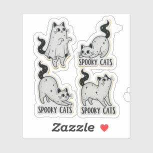 Spooky Ghost Cat Sticker Pack - Niedliches Hologra
