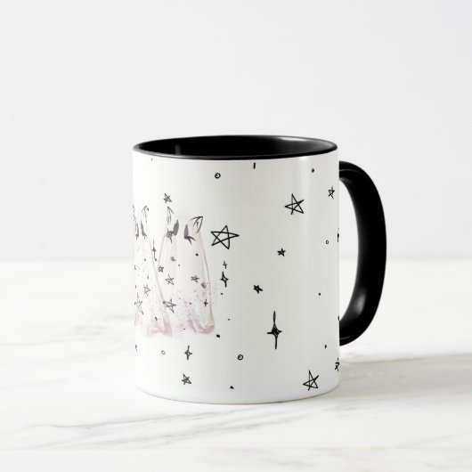 Spooky Ghost Cat Tasse "Punk Stars" (VorderseiteRechts)