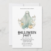 Spooky Ghost Costume Minze Halloween-Party Einladung (Vorderseite)
