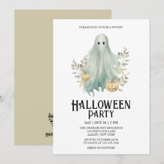 Spooky Ghost Costume Minze Halloween-Party Einladung