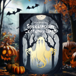 Spooky Ghost Costume und Cocktails Halloween-Party Folieneinladung