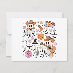 Spooky Ghost Cowboy Niedlich Halloween Boo Western Feiertagskarte